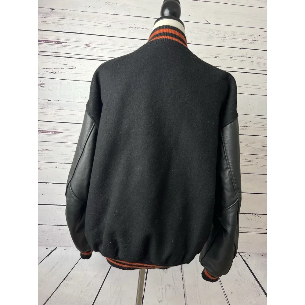 Delong Letterman Jacket Wool USA Large Vintage 80s 90s High School Bomber Coat